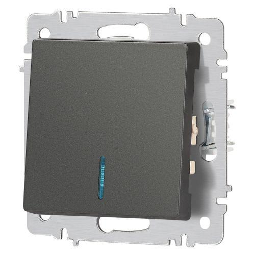 Выключатель 1-кл. СП Accent 6-102-07 10А IP20 250В с подсветкой AL/CU графит Intro Б0063434