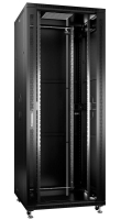 Шкаф монтажный телекоммуникационный 19дюйм напольный для распред. и серверного оборудования 42U 800х800х2055мм (ШхГхВ) передняя стеклянная и задняя сплошная металлическая двери ручка с замком SH-05C-42U80/80-BK RAL 9004 черн. Cabeus 8577c