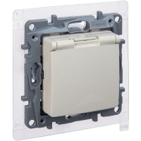 Розетка 1-м СП Etika 16А IP44 250В с заземл. со шторками с защ. крышкой безвинтов. зажимы сл. Кость IEK 672326