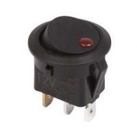 Выключатель клавишный круглый 12В 20А (3с) ON-OFF черн. подсветка красн. (RWB-215 MIRS-101Е-8С/D) Rexant 36-2580