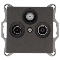 Розетка телевизионная проходная TV + FM + SAT 3-м Ф9.5мм механизм мокко Jasmart G6207Z