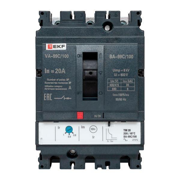 Выключатель автоматический 3п 100/20А 36кА ВА-99C Compact NS PROxima EKF mccb99C-100-20