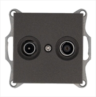 Розетка телевизионная оконечная TV + FM 2-м Ф9.5мм механизм мокко Jasmart G6204Z