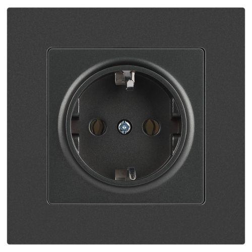 Розетка 1-м СП Accent 6-202-07 16А IP20 250В 2P+E Schuko графит Intro Б0063697