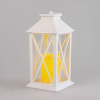 Фонарь декоративный 14х14х29см тепл. бел. со свечой корпус бел. Neon-Night 513-046