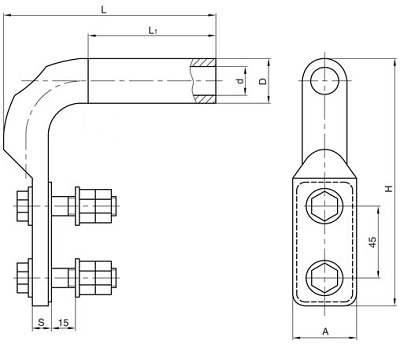 Зажим ответвительный прессуемый ОА-600-2