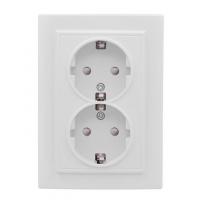 Розетка 2-м СП Минск 16А IP20 с заземл. защ. шторки бел. Basic EKF ERR16-128-100
