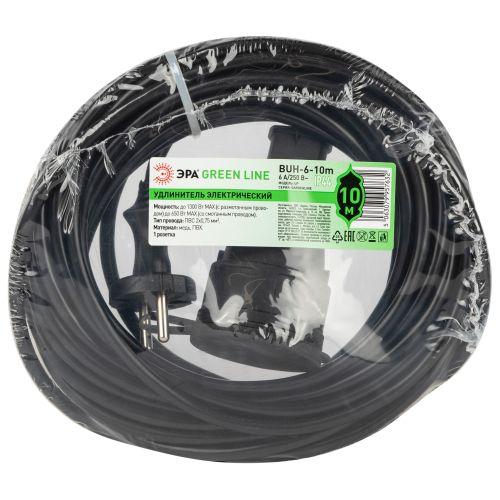 Удлинитель-шнур 1х10м без заземл. ПВС 2х0.75 GREEN LINE BUH-6-10m Эра Б0065112