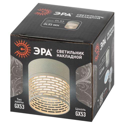 Светильник OL53 WH под лампу GX53 IP20 настенно-потолочный спот бел. Эра Б0061189