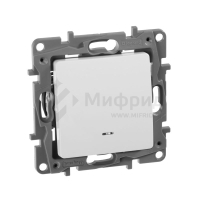 Переключатель 1-кл. СП Etika Plus 10А IP20 250В 10AX с подсветкой безвинтов. зажимы механизм бел. IEK 672215