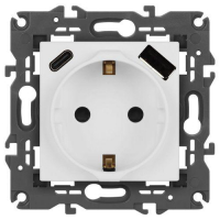 Розетка Elegance 14-4108-01М 16A 250В 2P+E защ. шторки с USB type-A+C 3А 5В матов. бел. Эра Б0067710