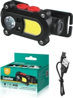 Фонарь аккумуляторный налобный 3.7В карбон 2 LED 3Вт 15 режимов сенсор MicroUSB бокс LED53418 Camelion 15746