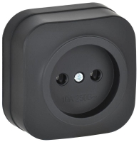 Розетка ОП GLORY РС20-2-ХЧм 10А без заземл. без защ. шторок черн. матов. IEK ERH10-K02M-10