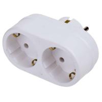 Разветвитель 2-м с заземл. 16А IP20 бел. Rexant 11-1075