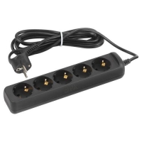 Удлинитель 5х3м с заземл. 10А ПВС 3х0.75 черн. UX-5e-3m-B Эра Б0057725