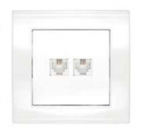 Розетка телефонная 2-м СП Бриллиант бел. UNIVersal 7947557