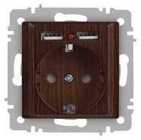Розетка 1-м СП Accent 6-410-10 16А IP20 250В P+E Schuko + 2хUSB защ. шторки венге Intro Б0063717