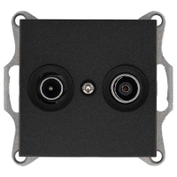 Розетка телевизионная проходная TV + FM 2-м Ф9.5мм механизм антрацит Jasmart G6205B