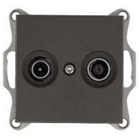 Розетка телевизионная проходная TV + FM 2-м Ф9.5мм механизм мокко Jasmart G6205Z