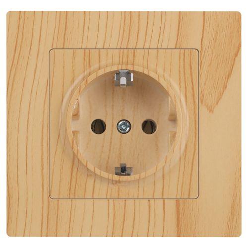 Розетка 1-м СП Accent 6-202-11 16А IP20 250В 2P+E Schuko сосна Intro Б0063706