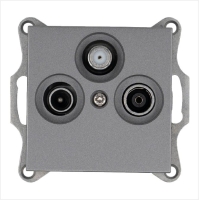 Розетка телевизионная оконечная TV + FM + SAT 3-м Ф9.5мм механизм алюм. Jasmart G6206S