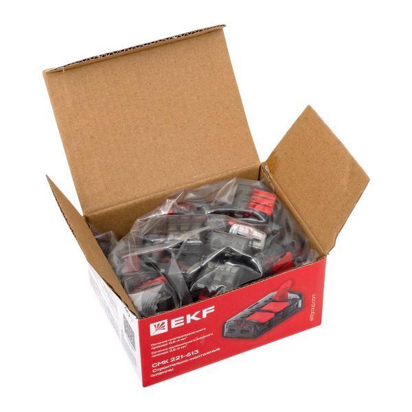 Клемма строительно-монтажная СМК 221-613 3-проводная 0.5-4.0(6)кв.мм с рычагом (уп.40шт) PROxima EKF plc-smk-221-613