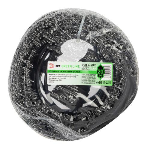 Удлинитель-шнур 1х0м без заземл. ПВС 2х0.75 GREEN LINE BUH-6-20m Эра Б0065138