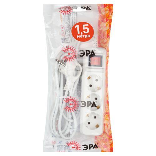 Удлинитель 3х1.5м с заземл. 10А с выкл. ПВС 3х0.75 UX-3es-1.5m Эра Б0057740