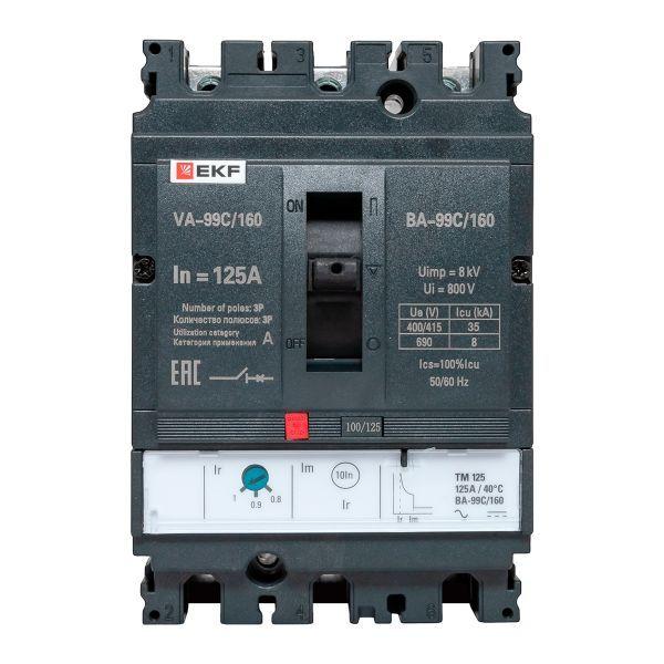 Выключатель автоматический 3п 160/125А 36кА ВА-99C Compact NS PROxima EKF mccb99C-160-125