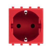 Розетка 1-м 2мод. Avanti "Красный квадрат" 16А IP20 2P+E защ. шторки красн. DKC 4401002
