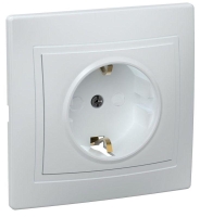 Розетка 1-м СП Кварта РСш10-3-КБ 16А IP20 с заземл. защ. шторки керамика бел. GENERICA ERK14-K01-16-K