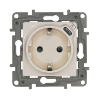 Розетка USB C Etika 16А 250В 1500мА 7.5Вт с заземл. защ. шторки безвинт. зажимы сл. кость IEK 672388