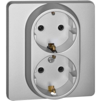 Розетка Inspiria 16А 250В 2х2P+E немецк. стандарт алюм. IEK 673752