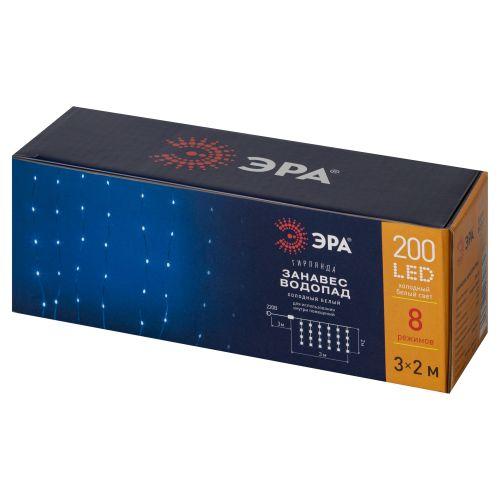 Гирлянда светодиодная "Занавес водопад" 3х2м 200LED холод. бел. IP20 ENIN-200WD Эра Б0060417