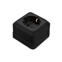 Розетка 1-м BOLLETO с заземл. накладная 7028B черн. IN HOME 4690612061047