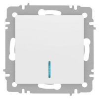 Выключатель 1-кл. СП Accent 6-102-01М 10А IP20 250В с подсветкой AL/CU бел. матов. Intro Б0063466