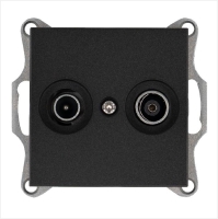 Розетка телевизионная оконечная TV + FM 2-м Ф9.5мм механизм антрацит Jasmart G6204B