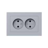 Розетка 2-м СП Эпика 16А без заземл. без защ. шторок с рамкой механизм алюм. EKF UP1-SOA-200