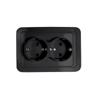 Розетка 2-м CLASSICO с заземл. 2128B черн. IN HOME 4690612061122