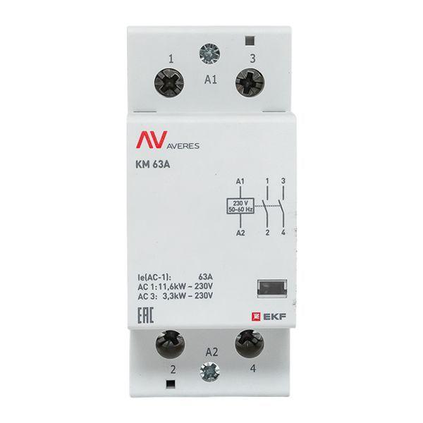 Контактор модульный КМ 63А 2NО 230В AC (2 мод.) AVERES EKF km-av-2-63-20-230V