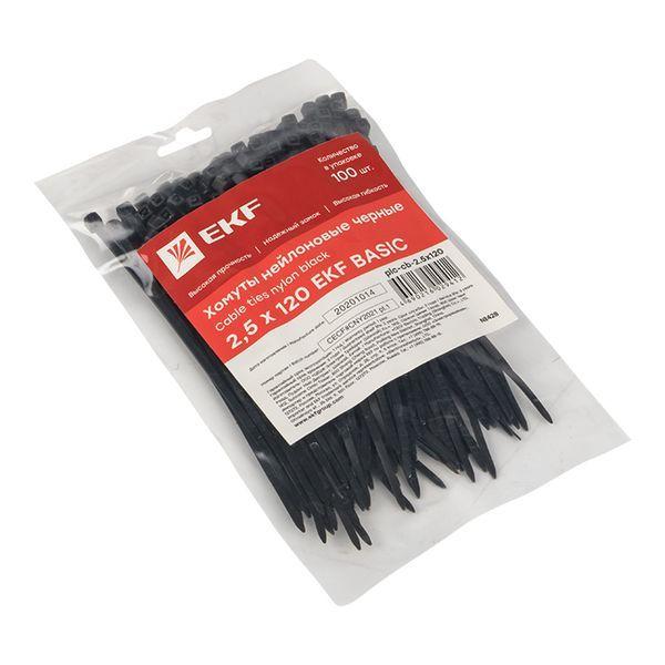 Хомут кабельный 2.5х120 нейл. черн. (уп.100шт) EKF plc-cb-2.5x120
