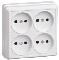 Розетка 4-м ОП Октава 10А IP20 без заземл. бел. GENERICA ERO40-K01-10-DC
