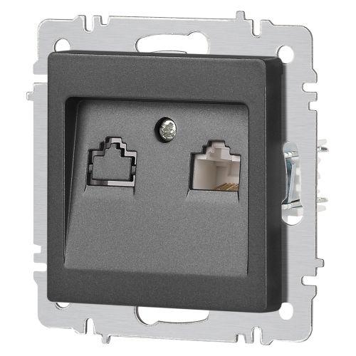 Розетка компьютерная 1-м СП Accent 6-303-07 RJ45 IP20 графит Intro Б0063638