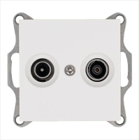 Розетка телевизионная оконечная TV + FM 2-м Ф9.5мм механизм бел. глянцевый Jasmart G6204W