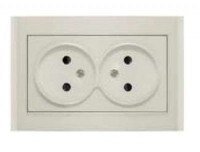 Розетка 2-м СП Бриллиант 16А IP20 без заземл. защ. шторки сл. кость UNIVersal 7948745