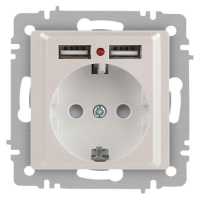 Розетка 1-м СП Accent 6-410-06 16А IP20 250В P+E Schuko + 2хUSB защ. шторки перламутр. Intro Б0063700