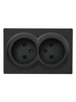 Розетка 2-м ОП LETO без заземл. закрытый корпус ПБТ черн. бархат LEZARD 752-4200-128B