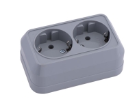 Розетка 2-м ОП IP20 с заземл. сер. Makel 45082