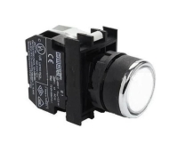 Кнопка с подсветкой-светодиод (1HO) 12-30В перем. и пост. тока бел. EMAS B150DB