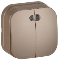 Выключатель 2-кл. ОП GLORY ВС20-2-1-ХШм 10А с индикацией шампань матов. IEK EVH21-K37M-10